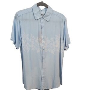 The Endless Summer Button Down Shirt Mens Small Sky Blue Floral Print Casual